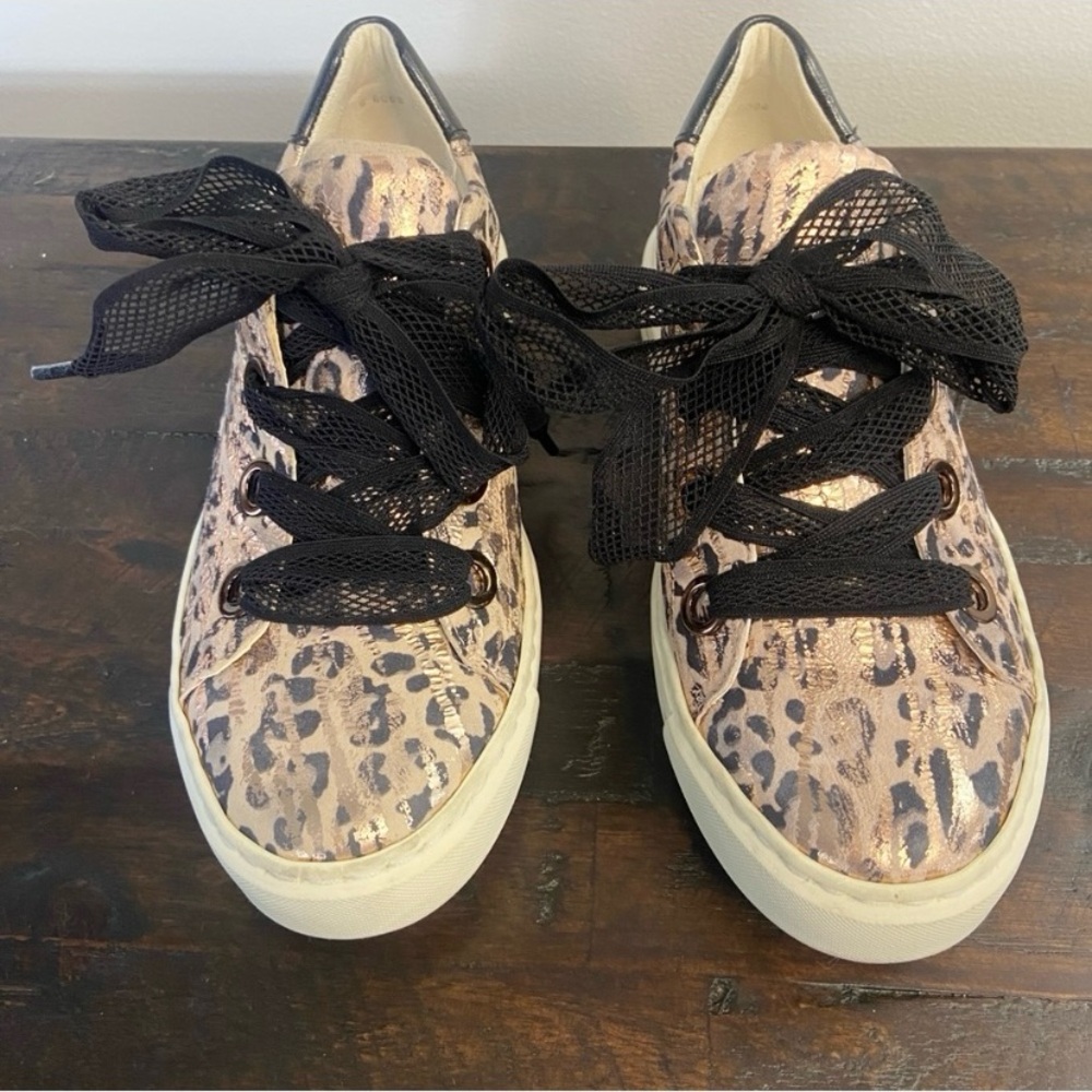Ara Charles Puder Leopard Print Sneakers Metallic Gold Black Women’s UK 4/US 6 - Picture 5 of 11